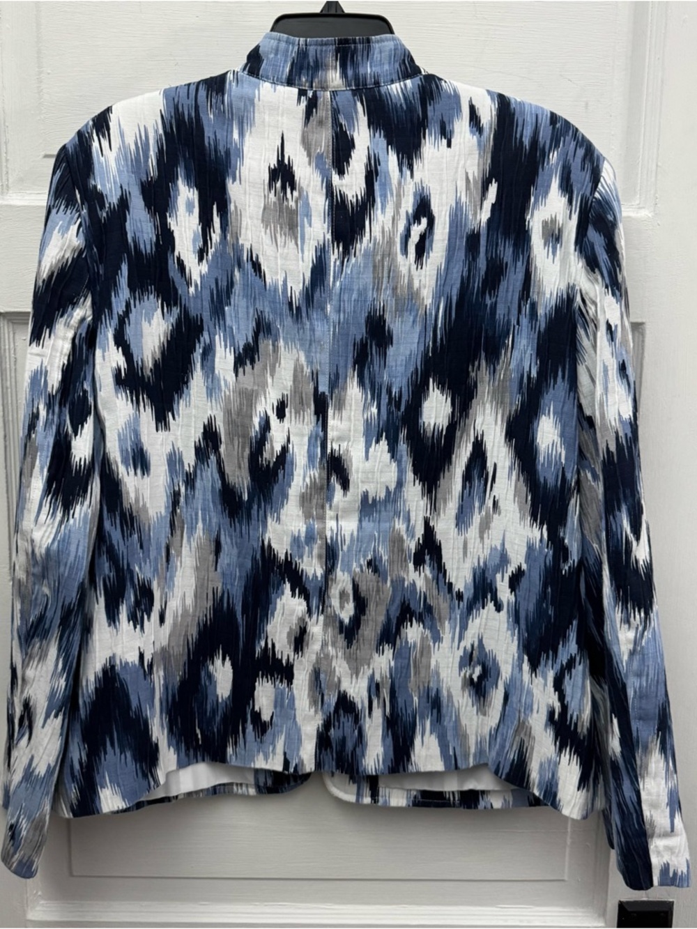 Alfred Dunner Blue Ikat Print Jacket Zip Front Lightweight Size 18 - Picture 6 of 10